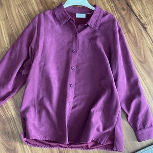 Plum button up top